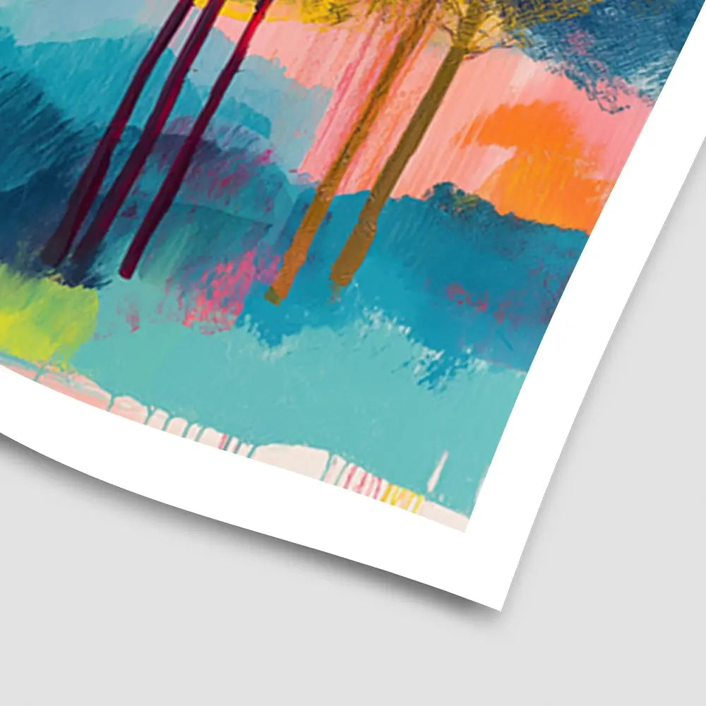 Colourful Trees Fading Into Mist Art Print Colourful Trees Fading Into Mist Art Print wall art product Chromatic Storm Studio