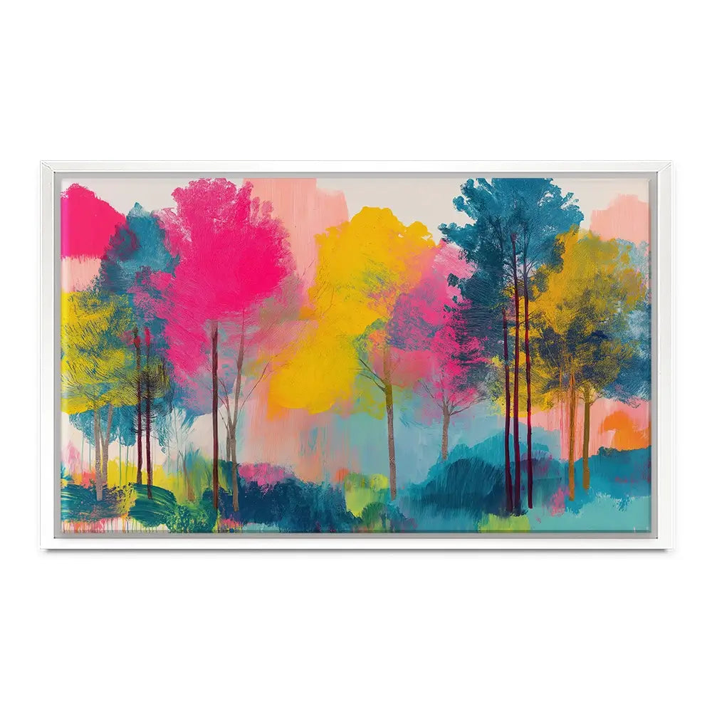Colourful Trees Fading Into Mist Canvas Print Colourful Trees Fading Into Mist Canvas Print wall art product Chromatic Storm Studio