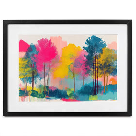 Colourful Trees Fading Into Mist Framed Art Print Colourful Trees Fading Into Mist Framed Art Print wall art product Chromatic Storm Studio