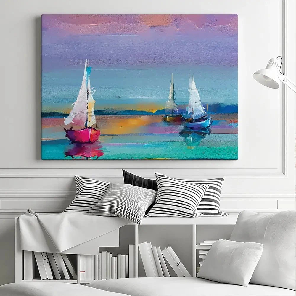 Colourful Trio Of Boats Canvas Print Colourful Trio Of Boats Canvas Print | Colourful Trio Artwork wall art product pluie_r / Shutterstock