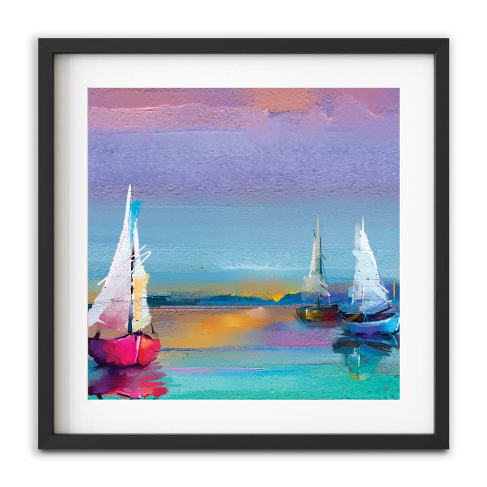 Colourful Trio Of Boats Square Framed Art Print wall art product pluie_r / Shutterstock