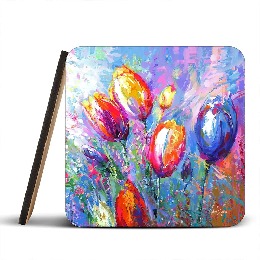 Colourful Tulips Coaster Set Colourful Tulips Coaster Set wall art product Art Print Shop