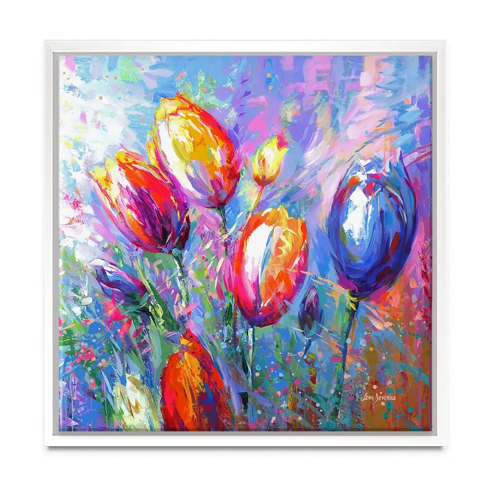 Colourful Tulips Square Canvas Print Colourful Tulips Square Canvas Print wall art product Art Print Shop