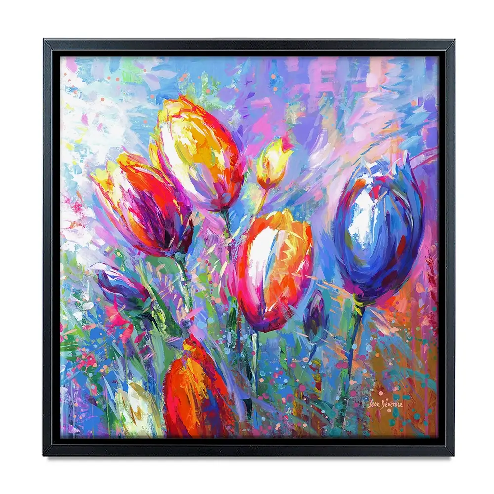 Colourful Tulips Square Canvas Print Colourful Tulips Square Canvas Print wall art product Art Print Shop