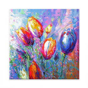 Colourful Tulips Square Canvas Print Colourful Tulips Square Canvas Print wall art product Art Print Shop