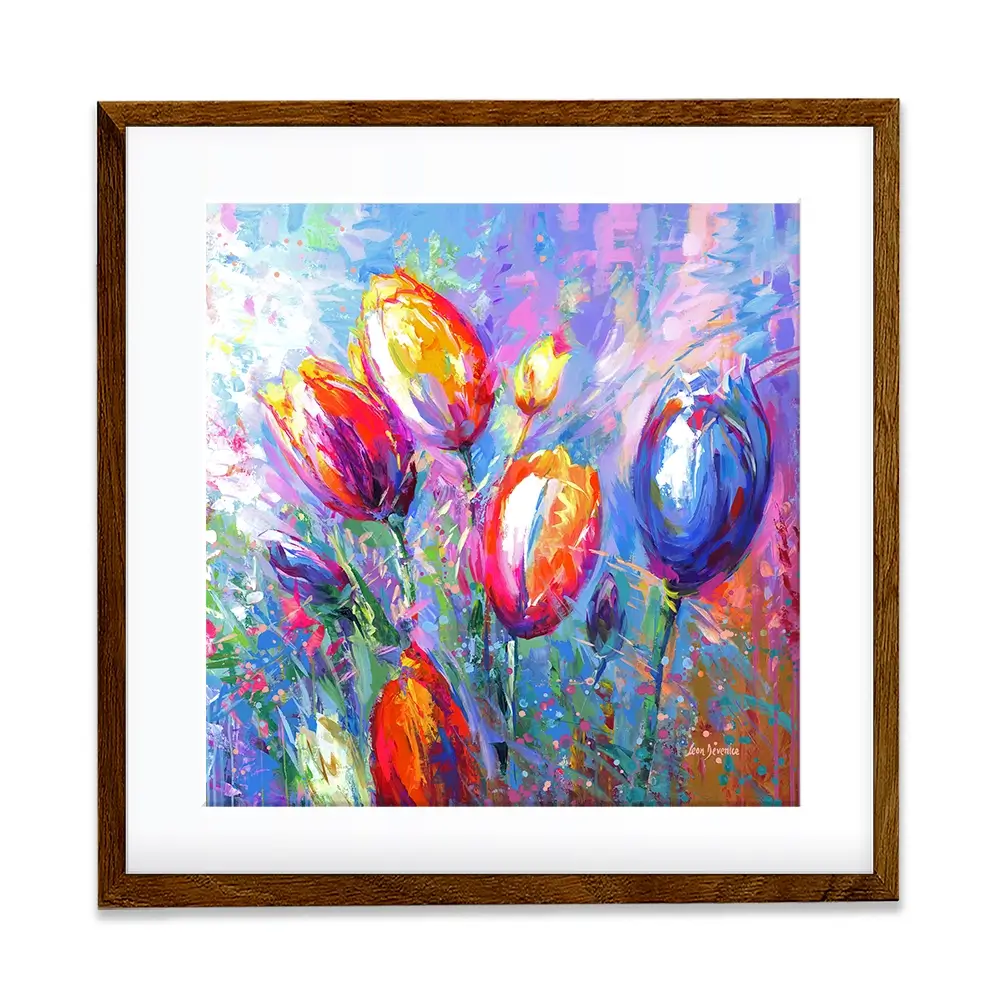 Colourful Tulips Square Framed Art Print Colourful Tulips Square Framed Art Print wall art product Art Print Shop