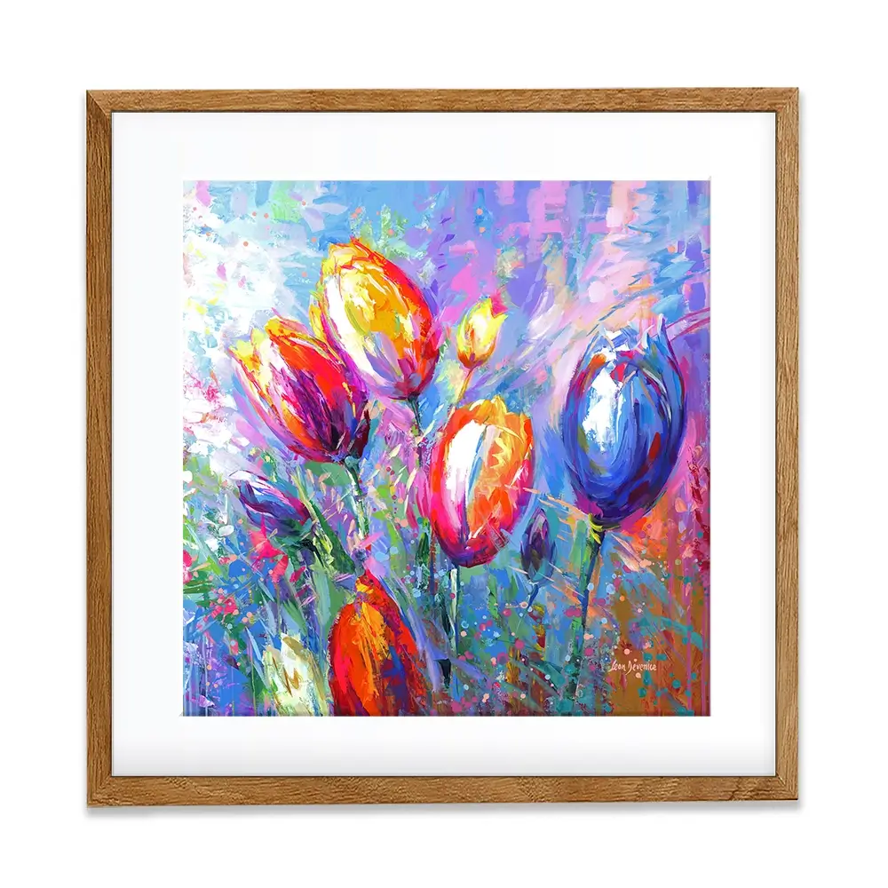 Colourful Tulips Square Framed Art Print Colourful Tulips Square Framed Art Print wall art product Art Print Shop