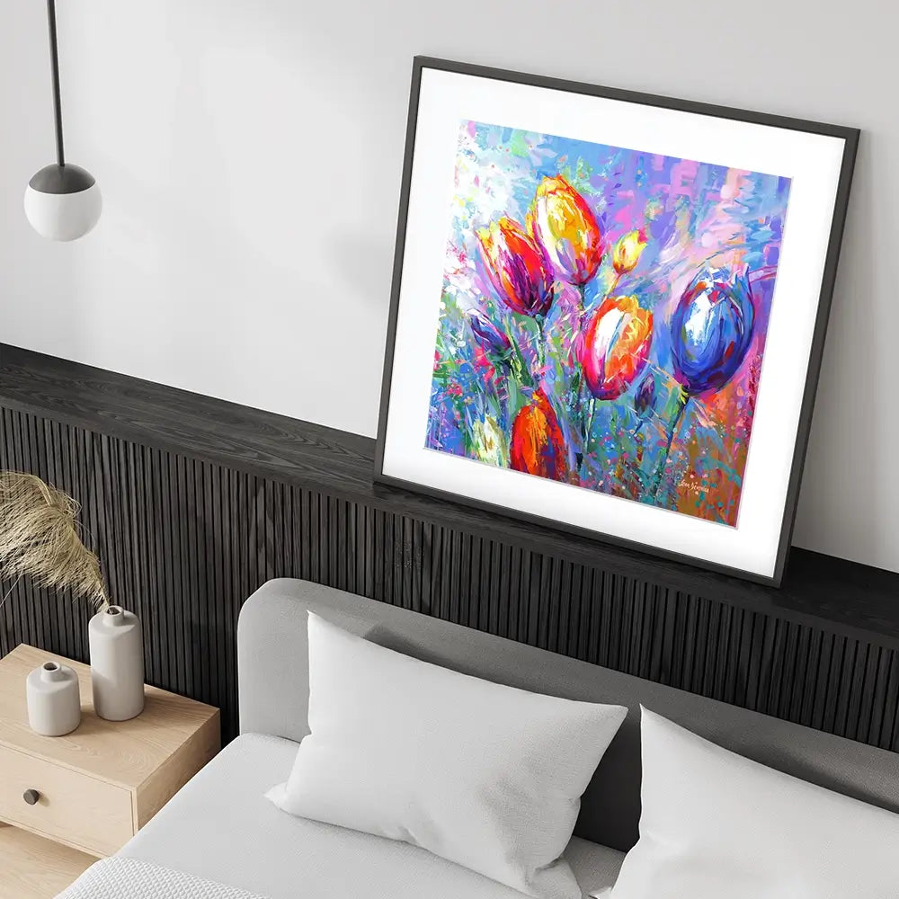 Colourful Tulips Square Framed Art Print Colourful Tulips Square Framed Art Print wall art product Art Print Shop