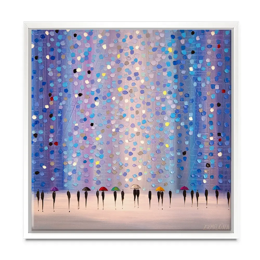 Colourful Umbrellas Against Purple Canvas Print Colourful Umbrellas Against Purple Canvas Print wall art product Ekaterina Ermilkina