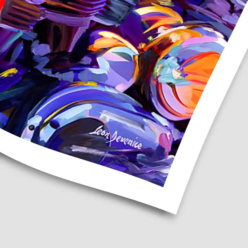 Colourful Vintage Motorcycle Art Print Colourful Vintage Motorcycle Art Print wall art product Leon Devenice