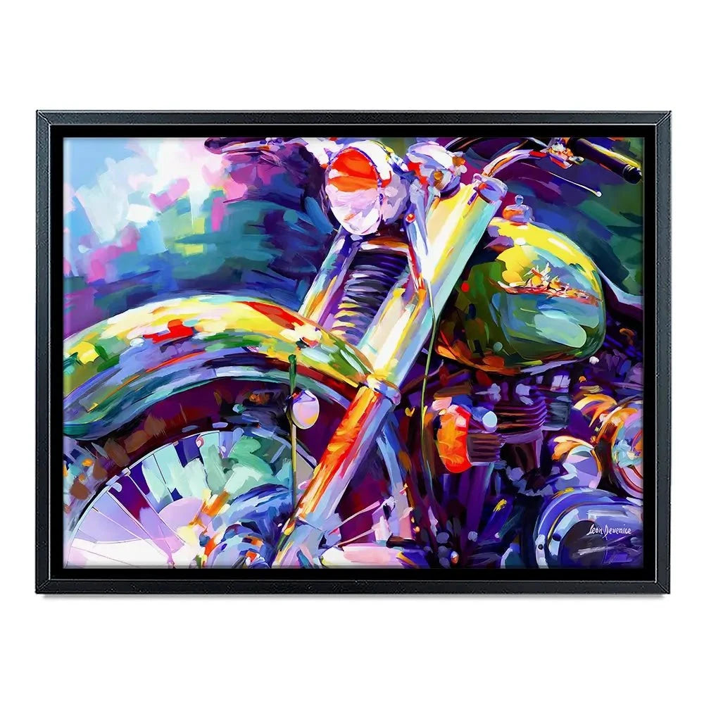 Colourful Vintage Motorcycle Canvas Print Colourful Vintage Motorcycle Canvas Print wall art product Leon Devenice