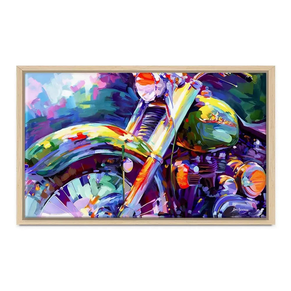 Colourful Vintage Motorcycle Canvas Print Colourful Vintage Motorcycle Canvas Print wall art product Leon Devenice