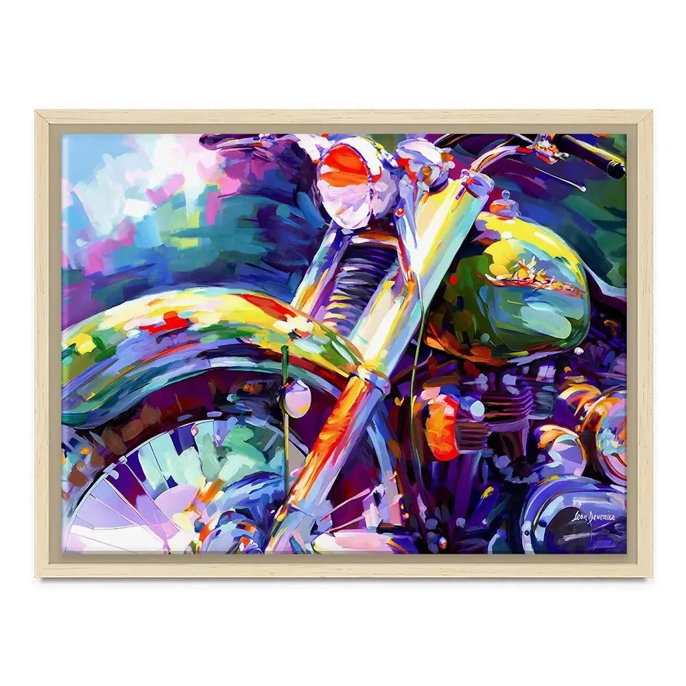 Colourful Vintage Motorcycle Canvas Print Colourful Vintage Motorcycle Canvas Print wall art product Leon Devenice