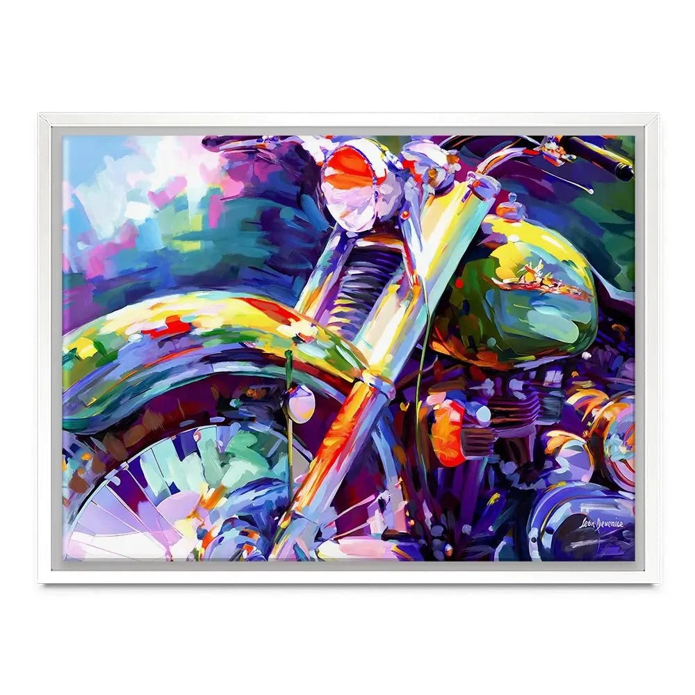Colourful Vintage Motorcycle Canvas Print Colourful Vintage Motorcycle Canvas Print wall art product Leon Devenice