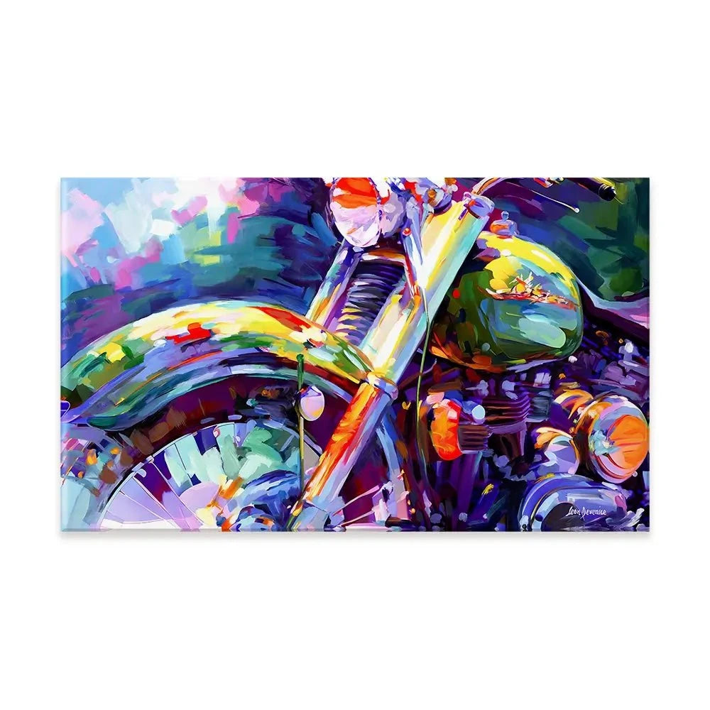 Colourful Vintage Motorcycle Canvas Print Colourful Vintage Motorcycle Canvas Print wall art product Leon Devenice