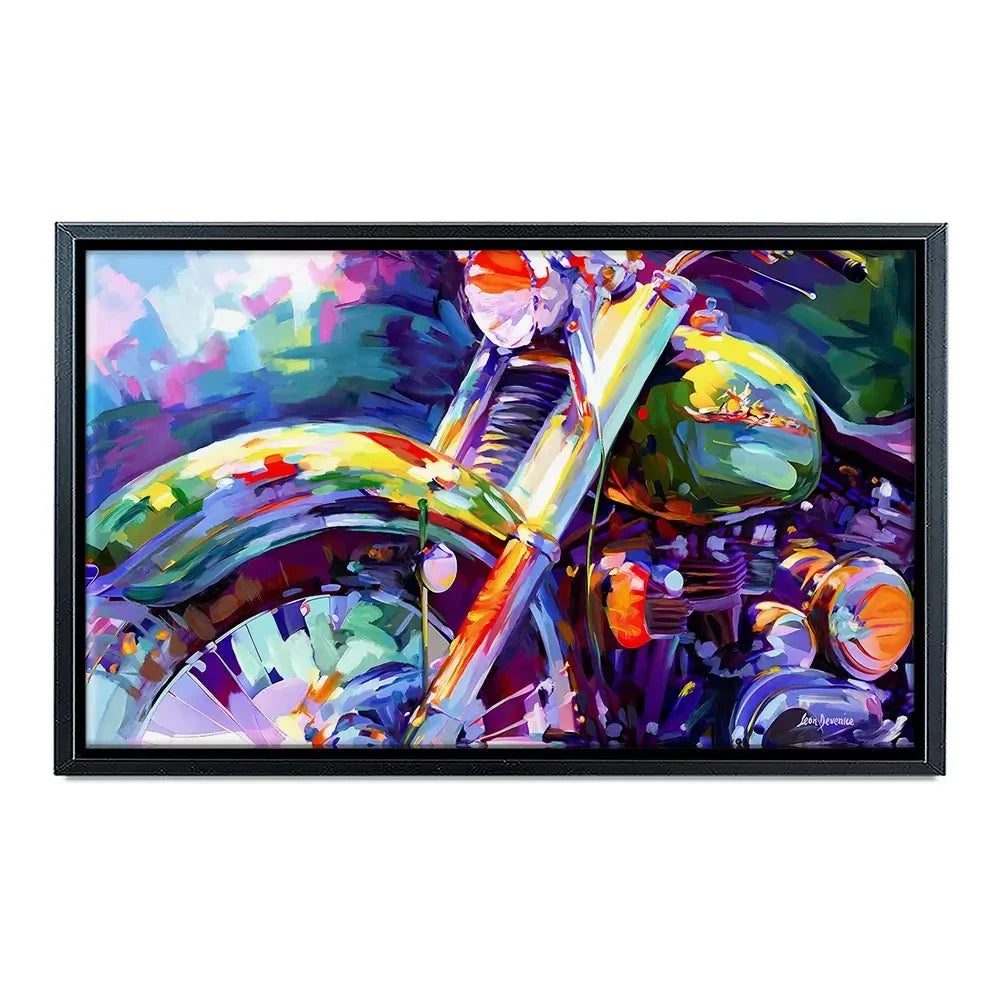 Colourful Vintage Motorcycle Canvas Print Colourful Vintage Motorcycle Canvas Print wall art product Leon Devenice