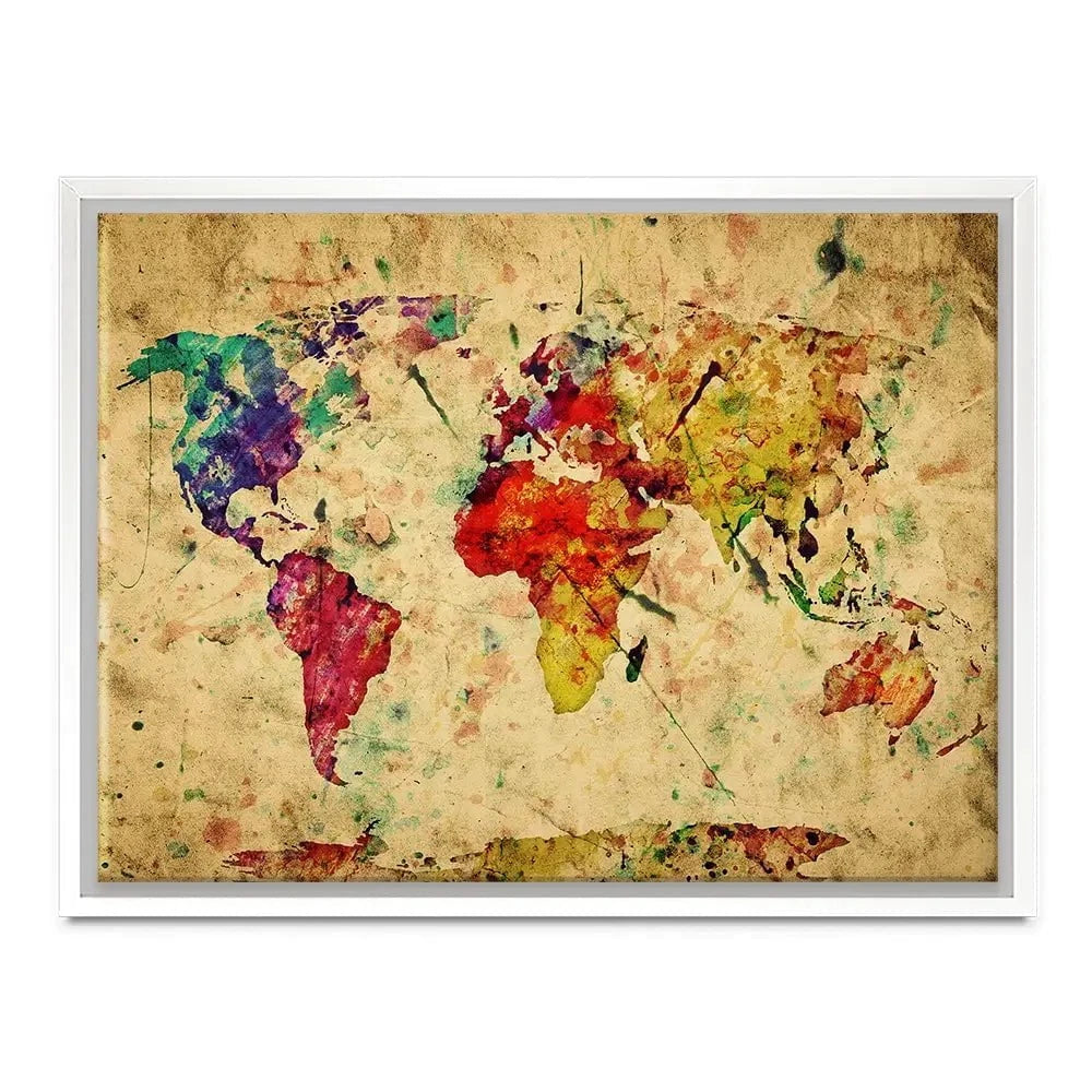 Colourful Vintage World Map Canvas Print Colourful Vintage World Map Canvas Print wall art product Michal Bednarek / Shutterstock
