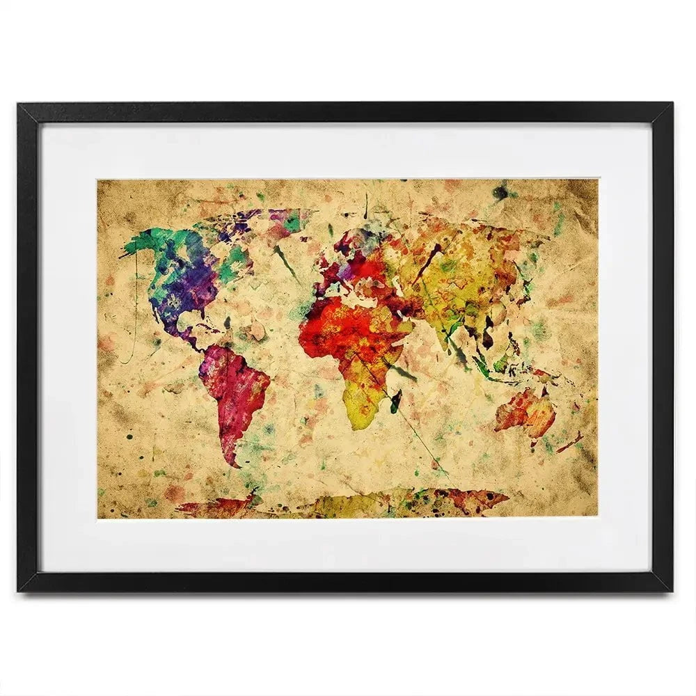 Colourful Vintage World Map Framed Art Print Colourful Vintage World Map Framed Art Print wall art product Michal Bednarek / Shutterstock