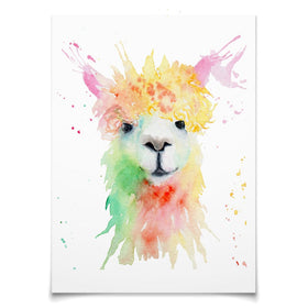 Colourful Watercolour Alpaca Art Print wall art product Olga Toshka / Shutterstock