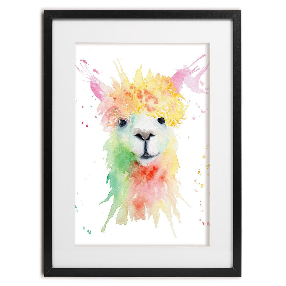 Colourful Watercolour Alpaca Framed Art Print wall art product Olga Toshka / Shutterstock