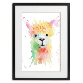Colourful Watercolour Alpaca Framed Art Print wall art product Olga Toshka / Shutterstock