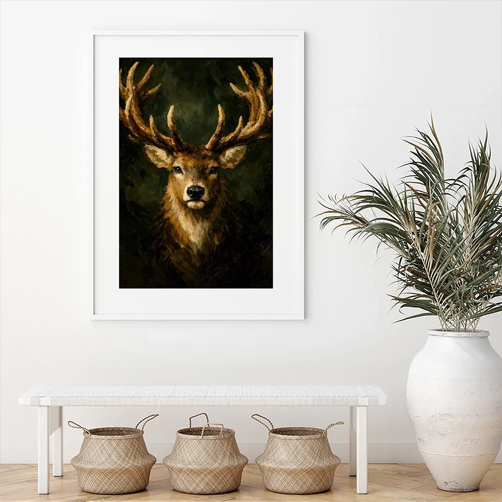 Commanding Deer Framed Art Print Commanding Deer Framed Art Print wall art product IAmHomeStudio