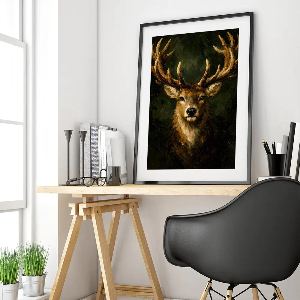 Commanding Deer Framed Art Print Commanding Deer Framed Art Print wall art product IAmHomeStudio