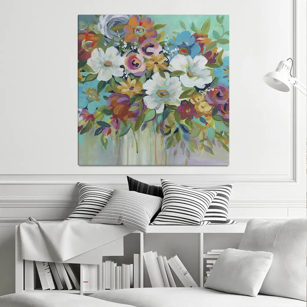 Confetti Bouquet Square Canvas Print Confetti Bouquet Square Canvas Print wall art product Carol Robinson