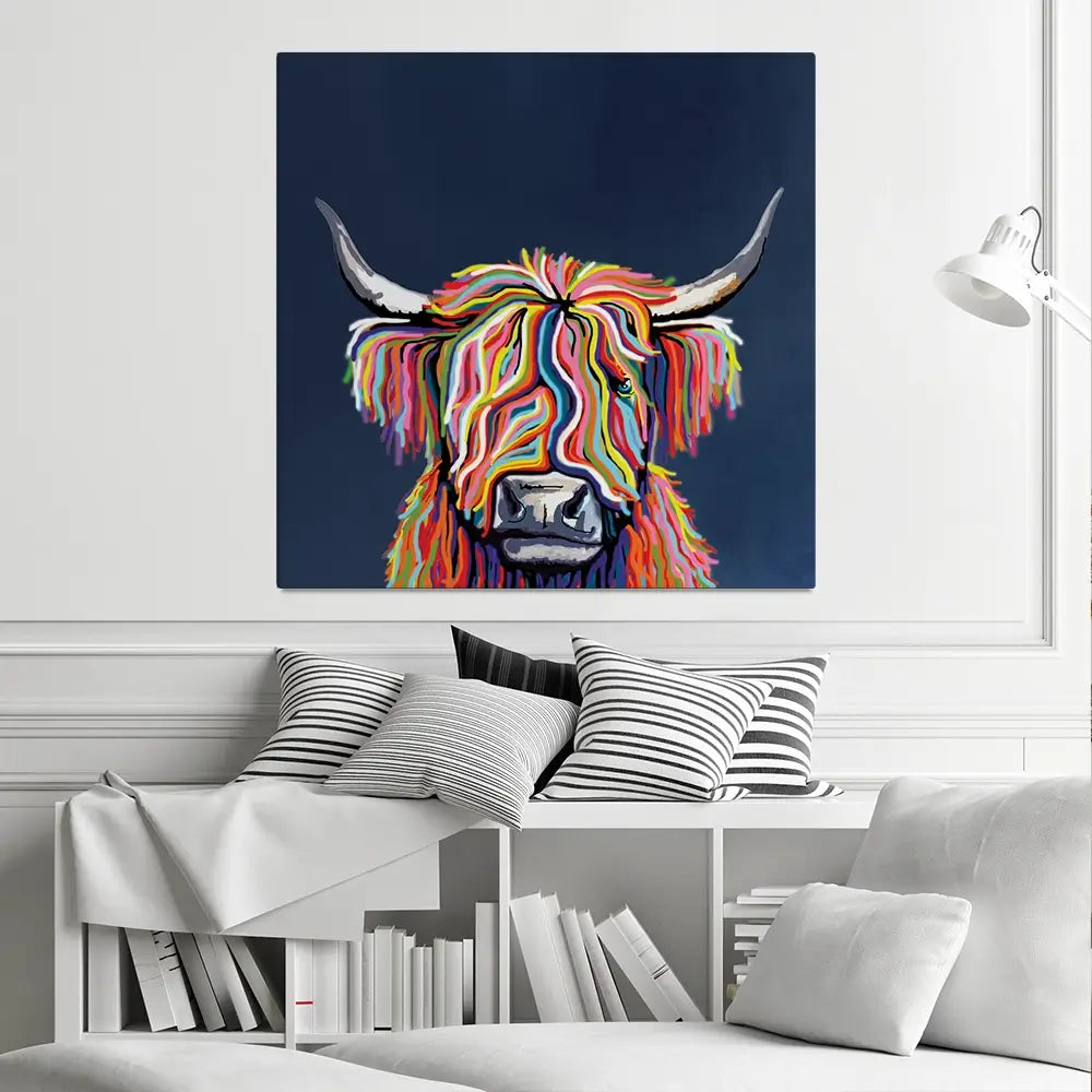 Coo In Navy Blue Square Canvas Print Coo In Navy Blue Square Canvas Print | Coo in Navy Blue Artwork | wall art product Independent