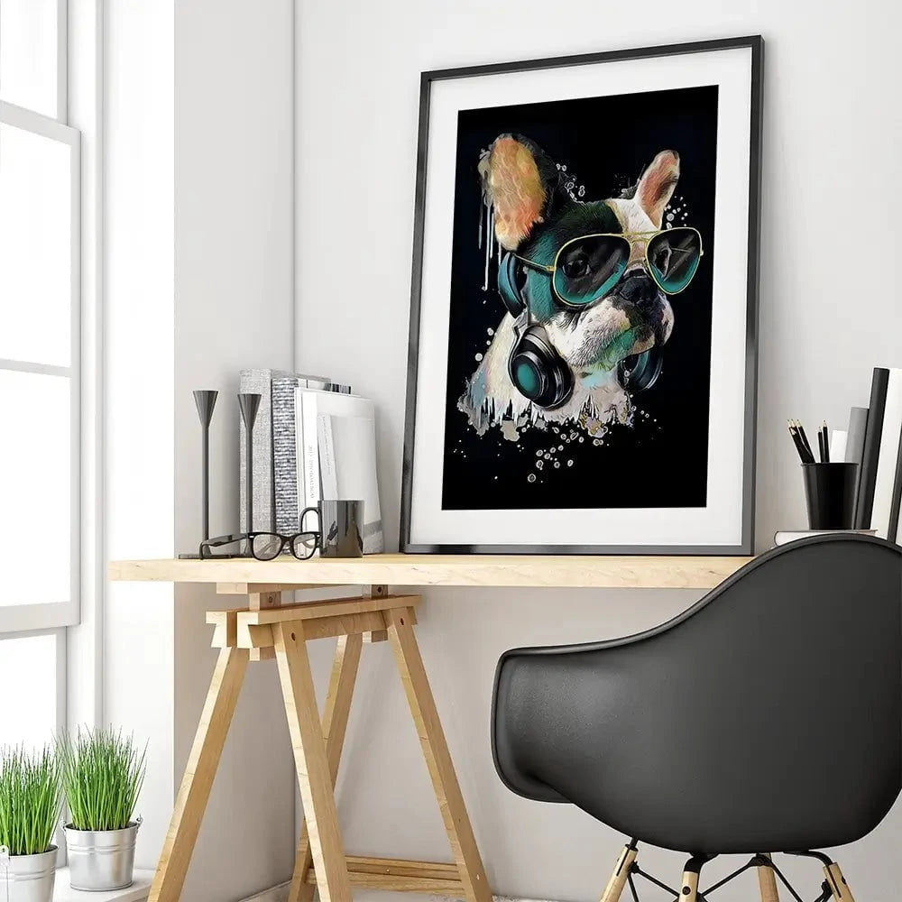 Cool French Bulldog Framed Art Print Cool French Bulldog Framed Art Print wall art product StudioLondon / Shutterstock