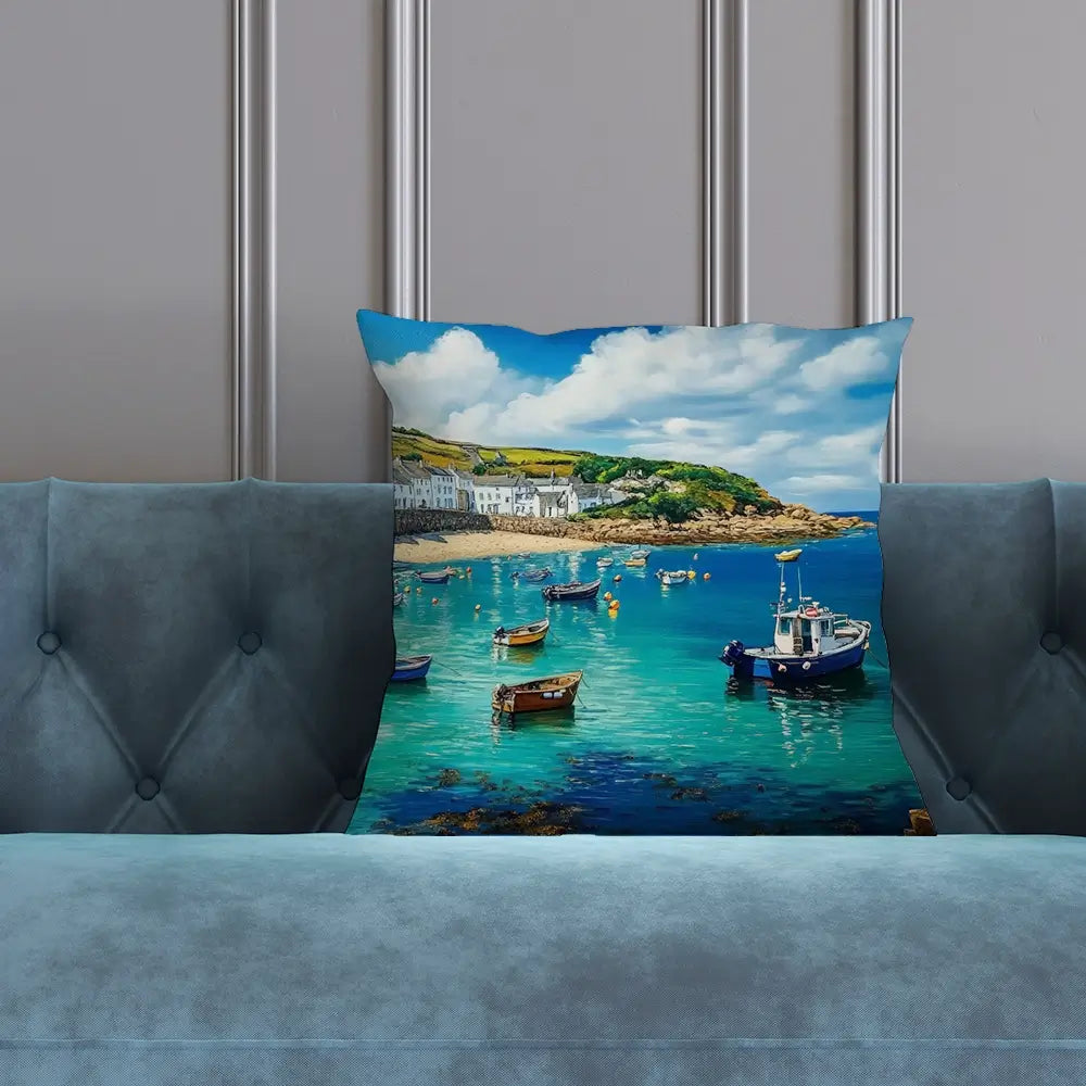 Cornwall Coastal Village Cushion Cornwall Coastal Village Cushion wall art product Art Print Shop