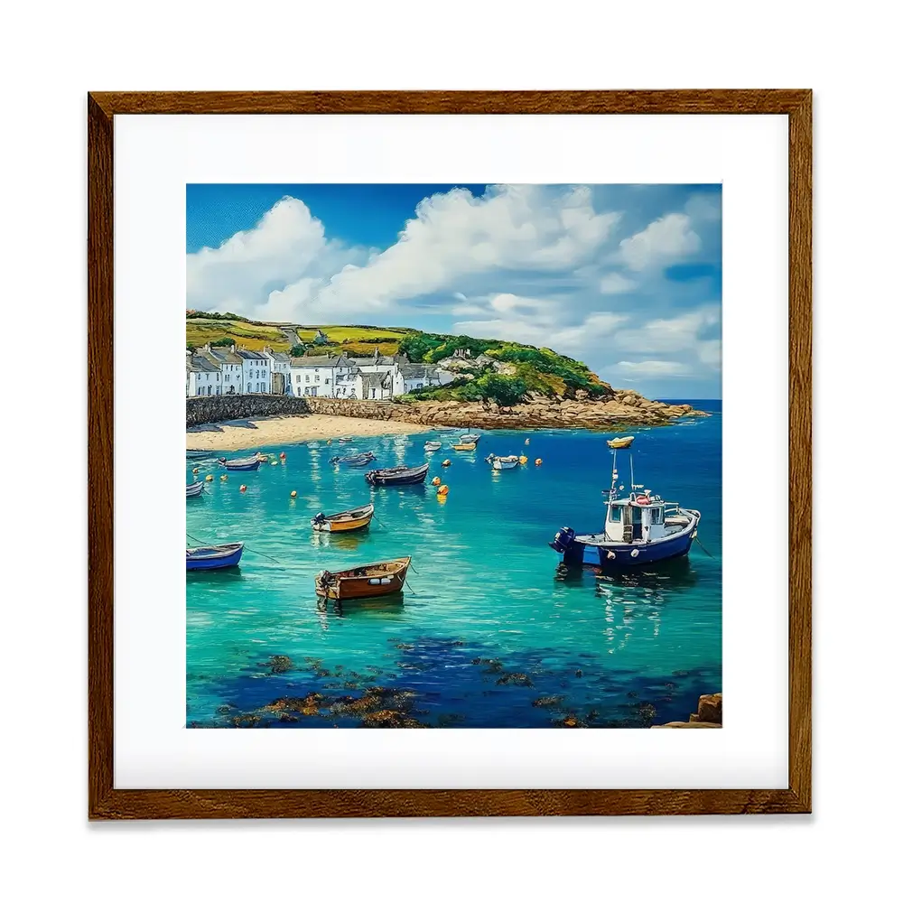 Cornwall Coastal Village Square Framed Art Print Cornwall Coastal Village Square Framed Art Print wall art product Art Print Shop