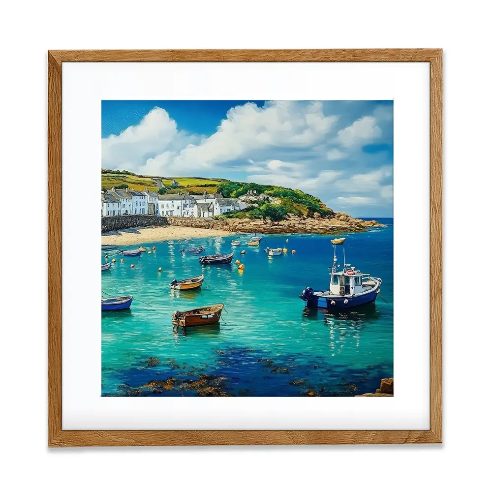 Cornwall Coastal Village Square Framed Art Print Cornwall Coastal Village Square Framed Art Print wall art product Art Print Shop