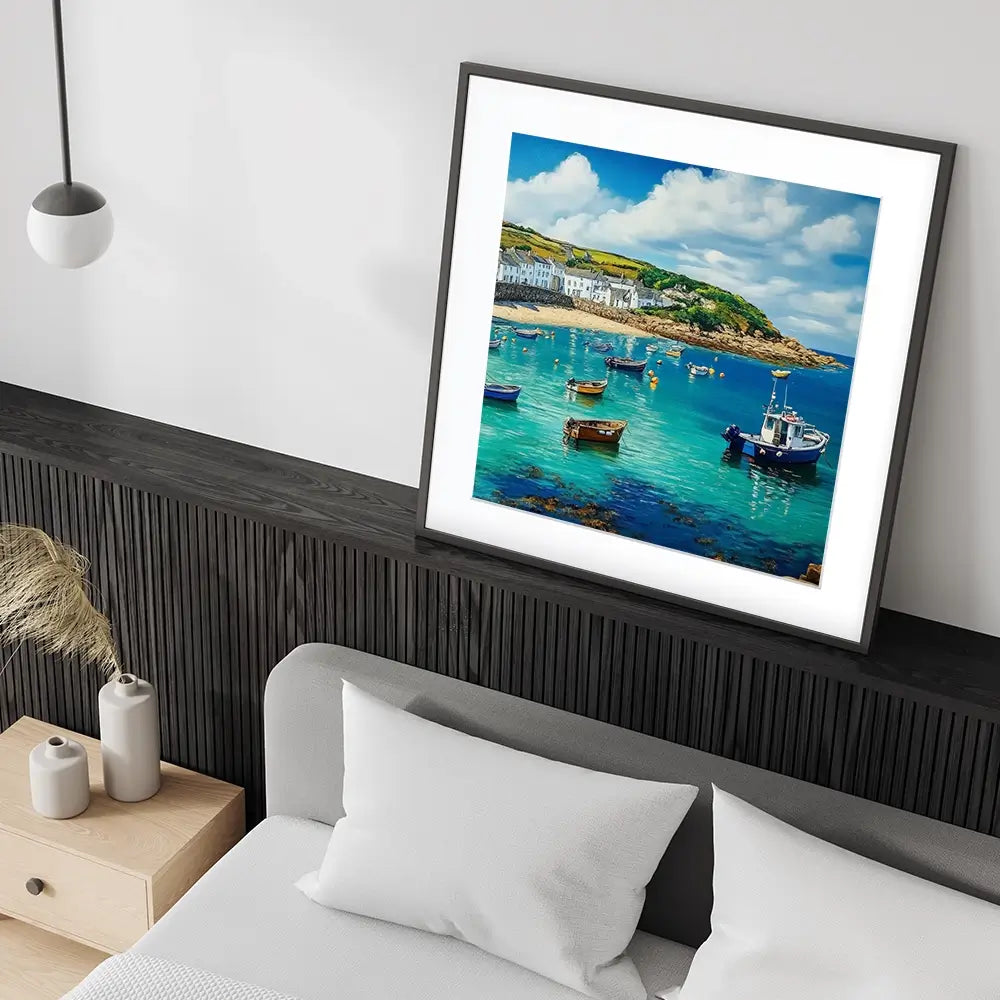 Cornwall Coastal Village Square Framed Art Print Cornwall Coastal Village Square Framed Art Print wall art product Art Print Shop