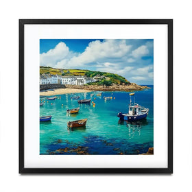 Cornwall Coastal Village Square Framed Art Print Cornwall Coastal Village Square Framed Art Print wall art product Art Print Shop