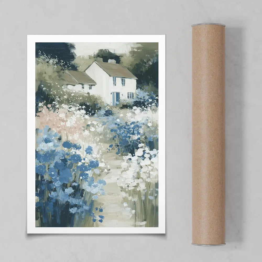 Cottage In A Bloom Field Art Print Cottage In A Bloom Field Art Print wall art product Chromatic Storm Studio