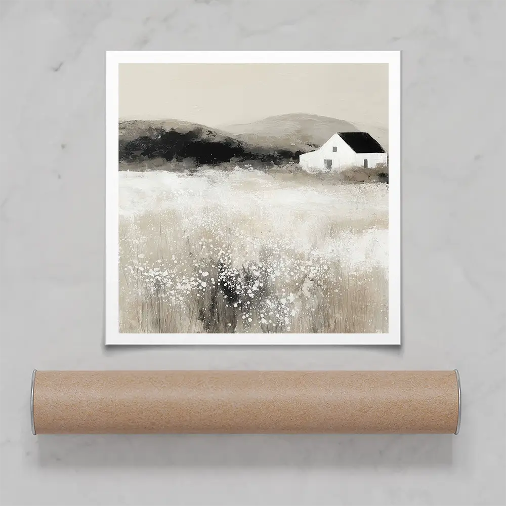 Cottage In Pale Field 2 Square Art Print Cottage In Pale Field 2 Square Art Print wall art product Chromatic Storm Studio