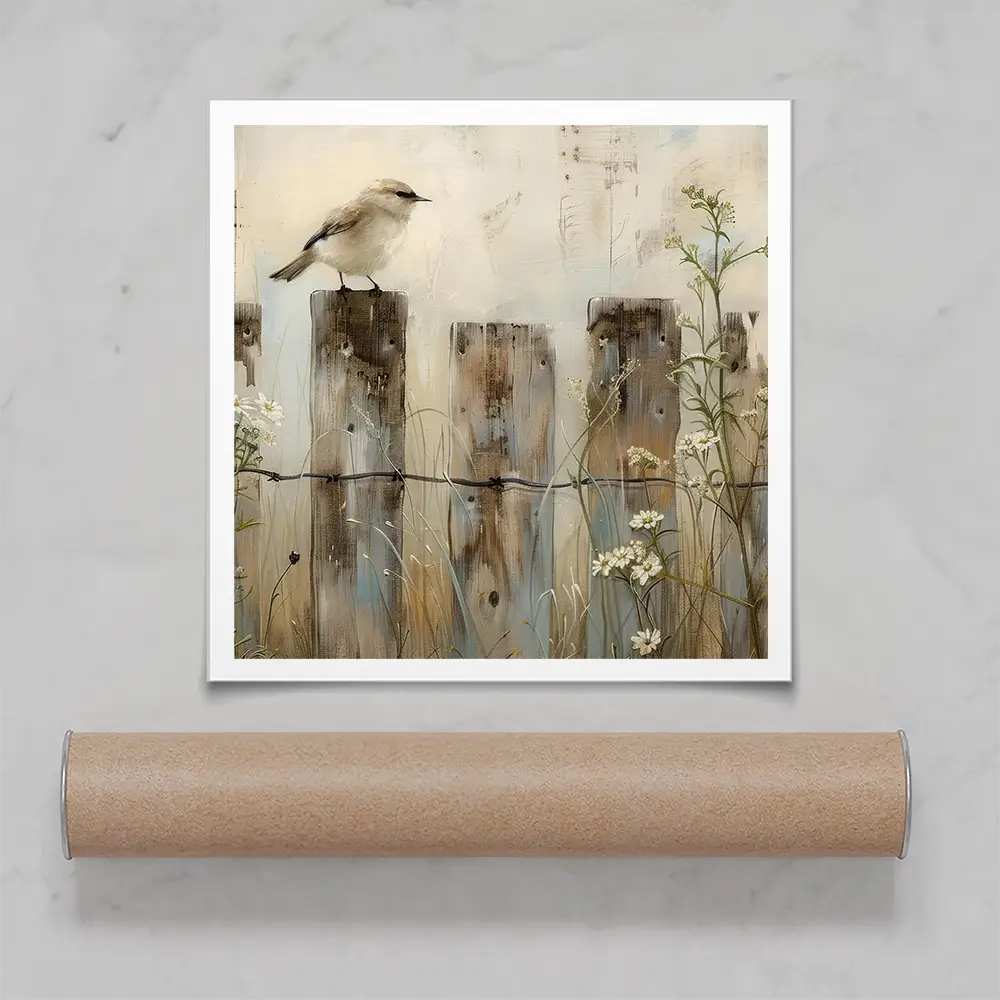 Country Bird Square Art Print Country Bird Square Art Print wall art product Arlington Prints - Independent