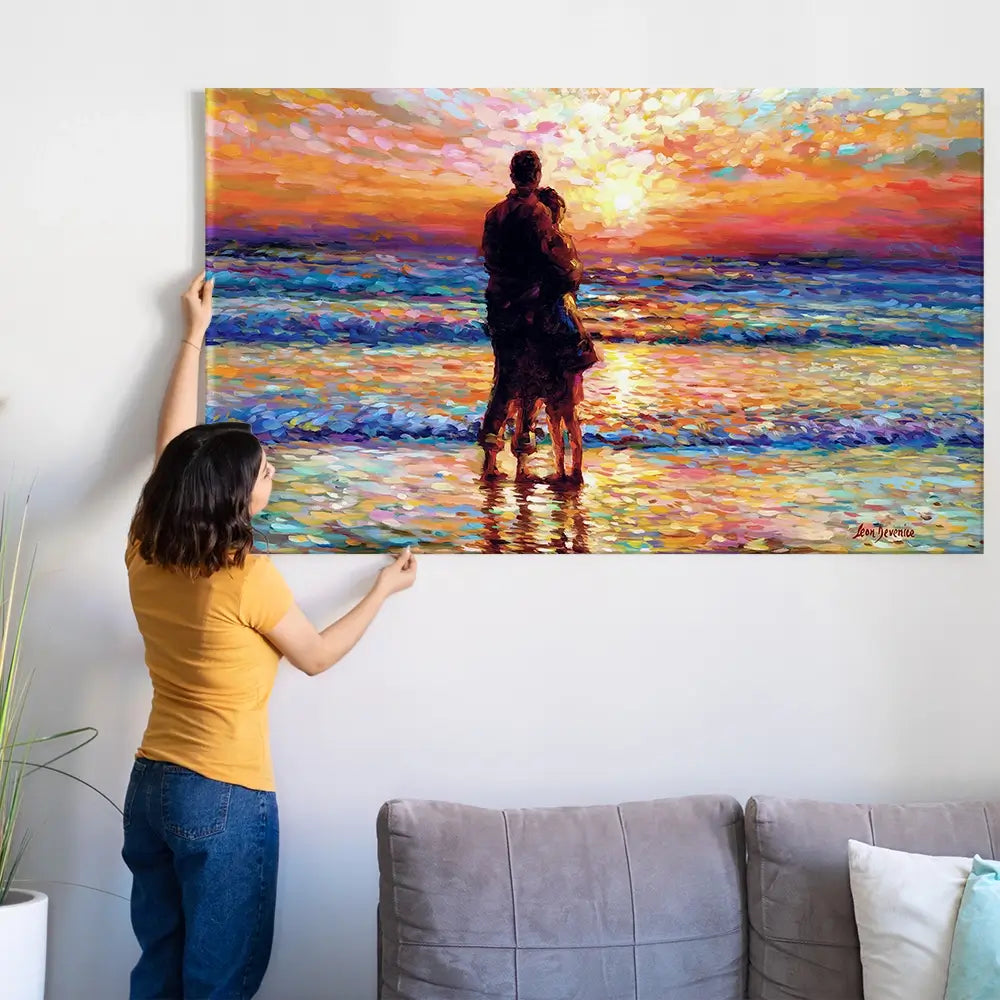 Couple At The Beach Oversized Canvas Print Couple At The Beach Oversized Canvas Print wall art product Art Print Shop