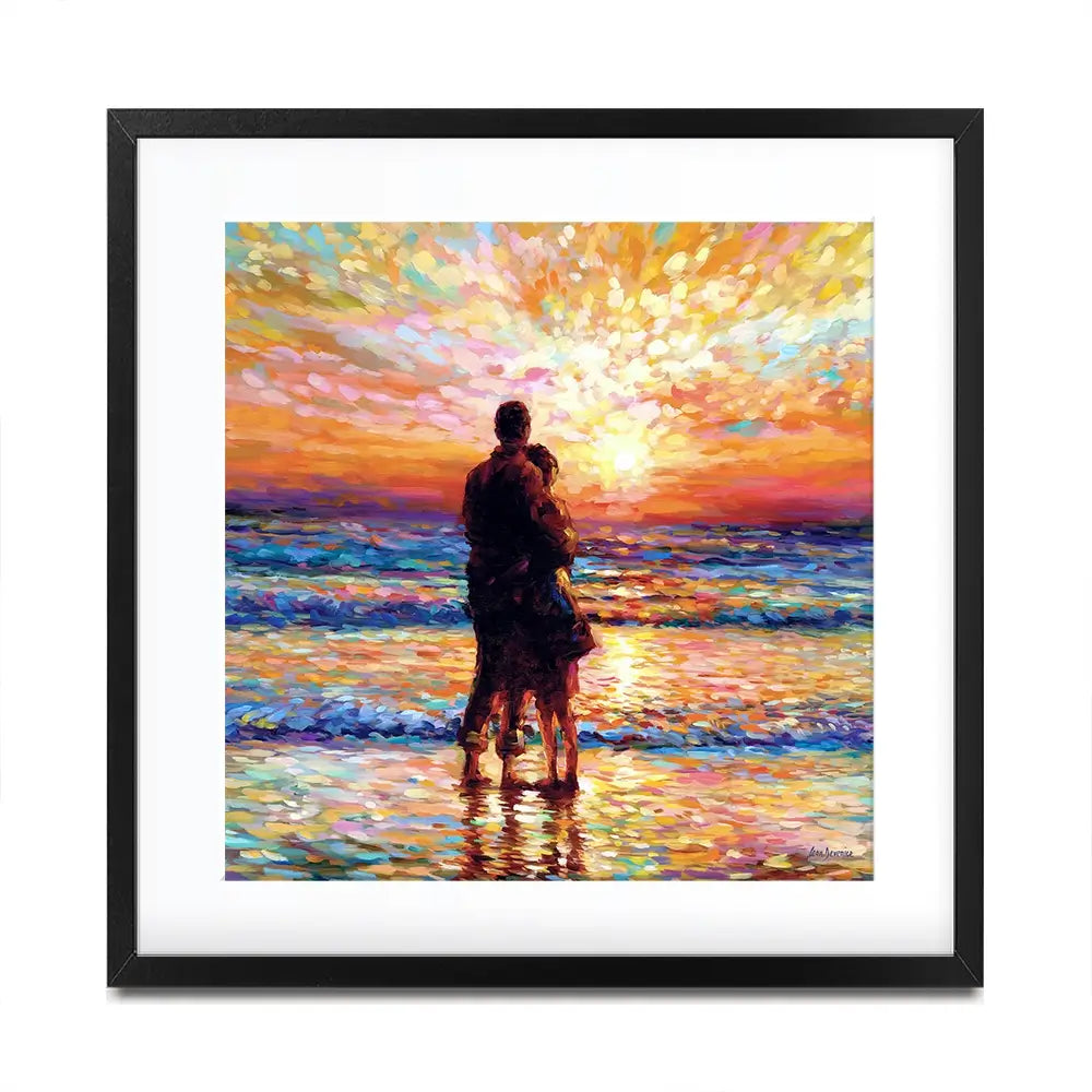 Couple At The Beach Square Framed Art Print Couple At The Beach Square Framed Art Print wall art product Leon Devenice