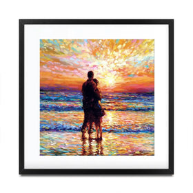 Couple At The Beach Square Framed Art Print Couple At The Beach Square Framed Art Print wall art product Leon Devenice