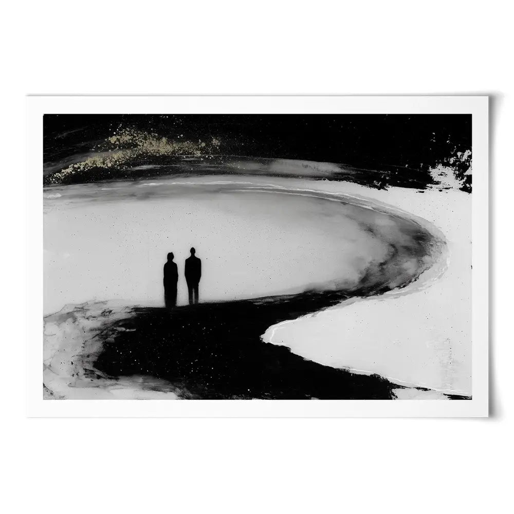Couple Silhouette On The Beach Art Print Couple Silhouette On The Beach Art Print wall art product Chromatic Storm Studio