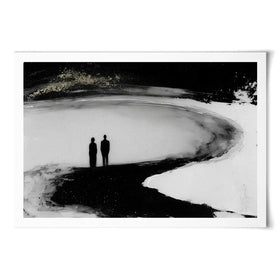 Couple Silhouette On The Beach Art Print Couple Silhouette On The Beach Art Print wall art product Chromatic Storm Studio