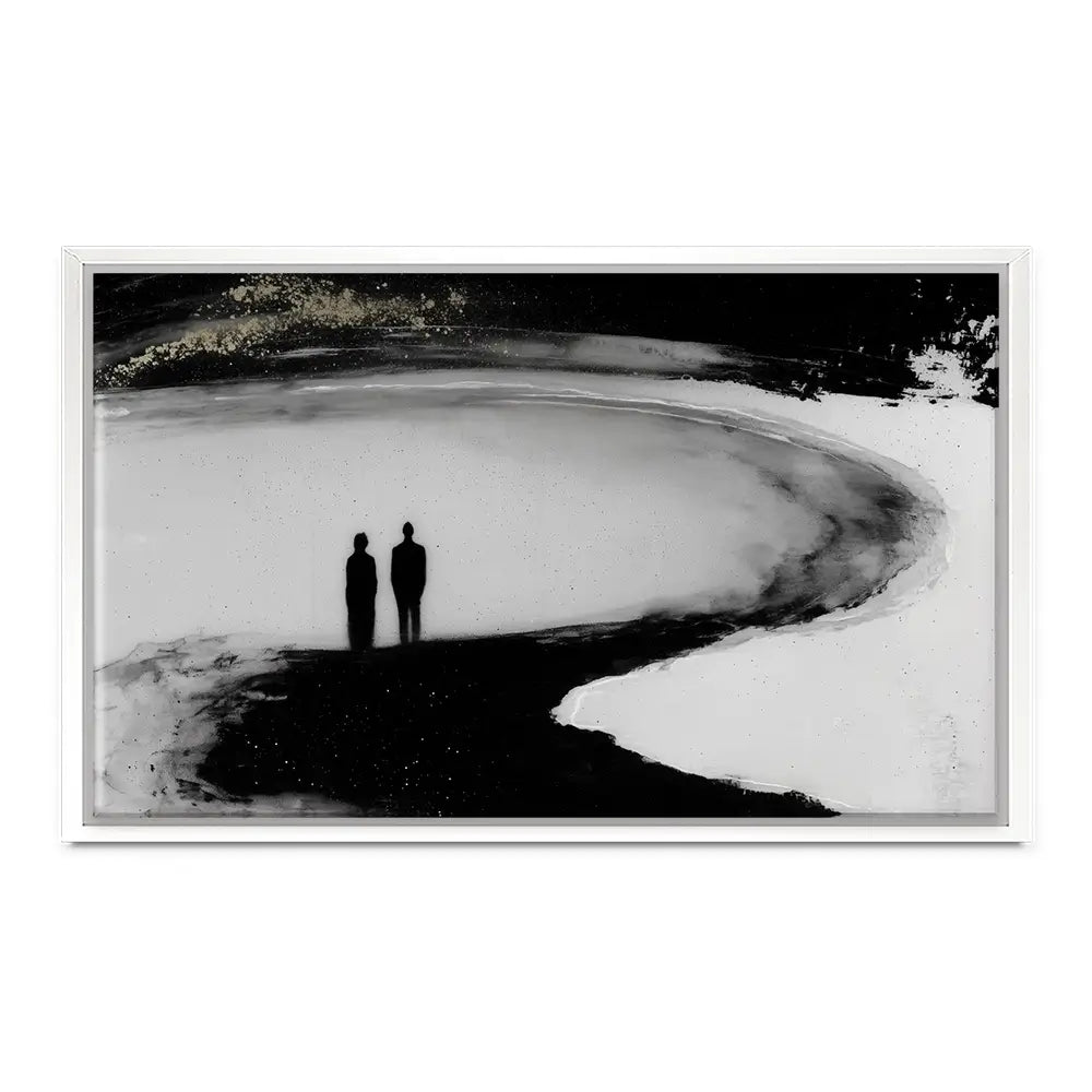 Couple Silhouette On The Beach Canvas Print Couple Silhouette On The Beach Canvas Print wall art product Chromatic Storm Studio
