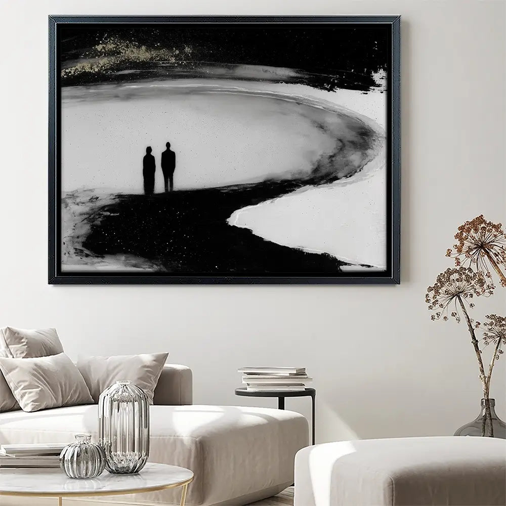 Couple Silhouette On The Beach Canvas Print Couple Silhouette On The Beach Canvas Print wall art product Chromatic Storm Studio