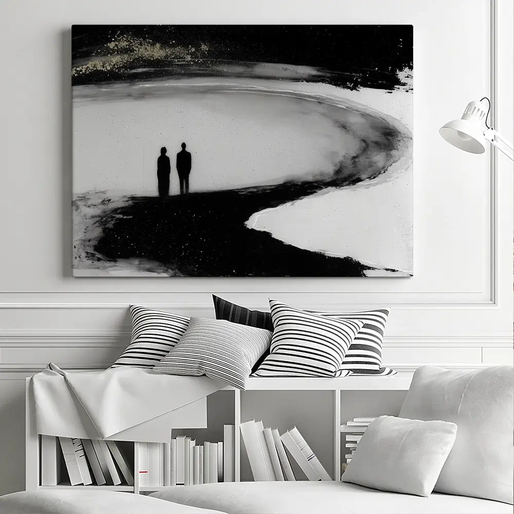 Couple Silhouette On The Beach Canvas Print Couple Silhouette On The Beach Canvas Print wall art product Chromatic Storm Studio
