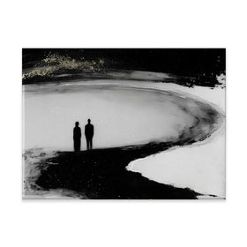 Couple Silhouette On The Beach Canvas Print Couple Silhouette On The Beach Canvas Print wall art product Chromatic Storm Studio