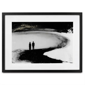 Couple Silhouette On The Beach Framed Art Print Couple Silhouette On The Beach Framed Art Print wall art product Chromatic Storm Studio