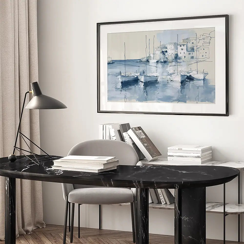 Cove Harbour Village Framed Art Print Cove Harbour Village Framed Art Print wall art product Chromatic Storm Studio