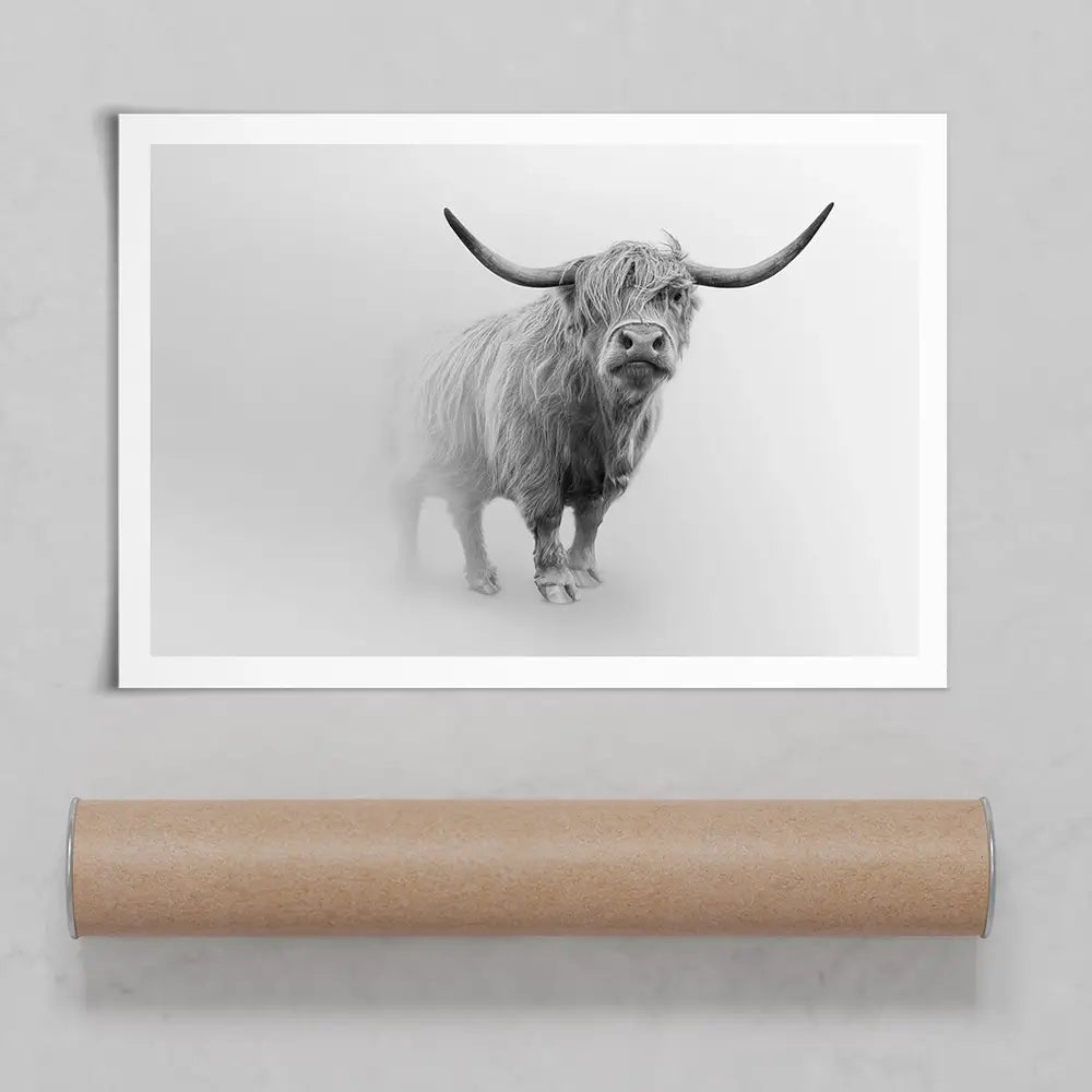 Cow In The Fog Art Print Cow In The Fog Art Print wall art product Effect of Darkness / Shutterstock